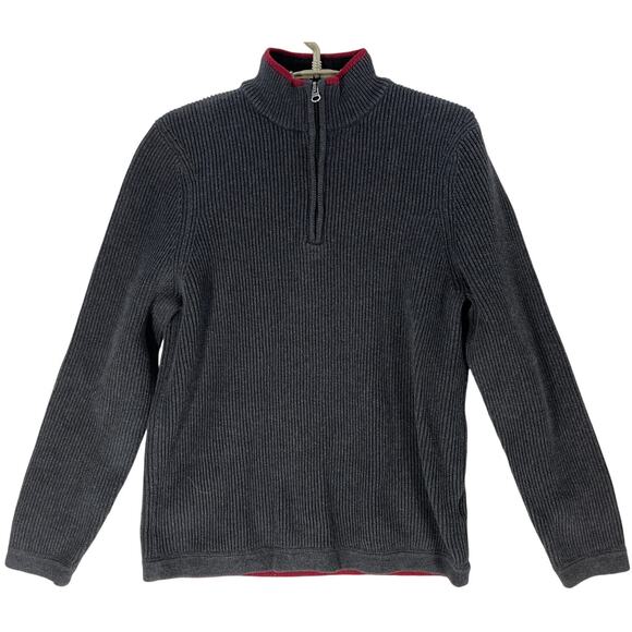 Eddie Bauer Womens Sweater 1/4 Zip Size M Medium Gray 100% Cotton Long Sleeves - Picture 1 of 5